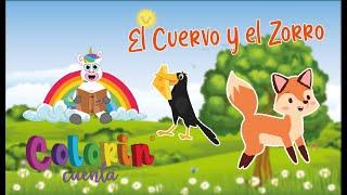 Fábula El cuervo y el zorro para niños de Colorin el unicornio