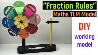 maths working model on fractions - fraction working model - fraction rules- maths tlm model - tlm