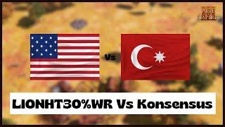 Age of Empires 3- USA Vs Ottoman | LIONHT30%WR Vs KONSENSUS | Aoe3 DE | 1v1 Pro Game | 4K