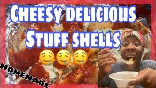 HOW TO MAKE HOMEMADE CHEESY STUFF SHELLS!!! ALL GREAT VALUE INGREDIENTS #cooking #cookwithme #food