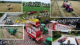 Silage 2023 - Stokes Agri | 5 pottinger waggons, McHale Fusion 3 plus, John Deere 3050