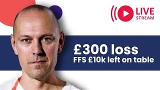 TraderTom Live Trading EU Session: FFS £10,000 left on table – £300 loss.