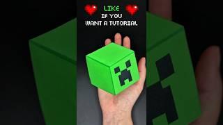 DIY Minecraft Creeper Paper Toy  Optical illusion Floating Cube