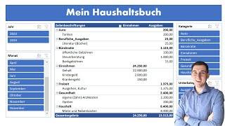 Excel Haushaltsbuch erstellen mit Kategorien - Excel Dashboard  [Vorlage, kostenlos, Anleitung]