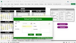 School Event Calendar in Excel