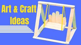 DIY | How To Make Popsicle Stick Swing | Icecream Stick Miniature Swing DIY Craft Idea