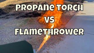 Weed burning: Propane torch vs. Flame thrower!