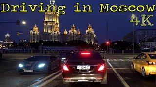Driving in Moscow at Night 4K with Music
