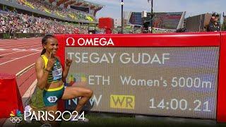 Gudaf Tsegay breaks WORLD RECORD at The Prefontaine Classic in women's 5000m | NBC Sports