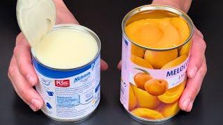 Whip condensed milk with peaches! The best Christmas dessert in 5 minutes! No baking!