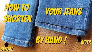 How to Shorten Your Jeans While Keeping The Original Hem || How to Hem Jeans (By Hand)