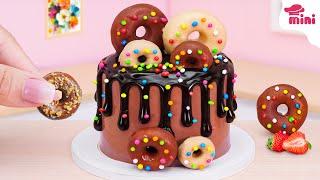 [Mini Cake ] Satisfying Mini Donut Cake Cutting: Chocolate & Sprinkle Perfection | Mini Bakery