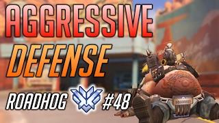 [Overwatch] AGGRESSIVE DEFENSE! Harbleu Roadhog Route 66 RANK 48