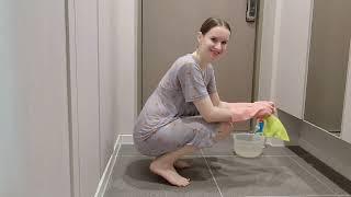 Hallway floor washing asmr