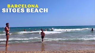 Sitges Beach in Summer 2023 ️ Walking Tour & Swimming ‍️ Barcelona - Spain