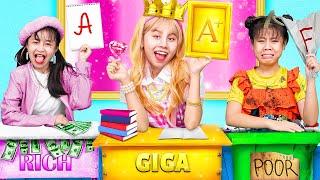 Rich Vs Broke Vs Giga Rich Student At School - Funny Stories About Baby Doll Family