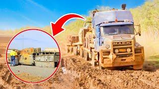 Truckers Haul a WW2 Plane Through Muddy Bog Holes