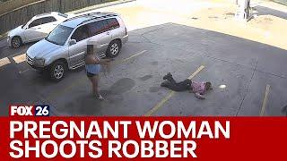 Pregnant woman shoots potential robber at Houston gas station