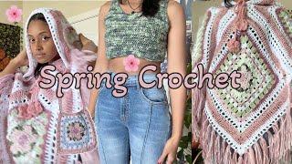  Spring-Themed Crochet: Cherry Blossom Poncho, Pouch, and Tank Top