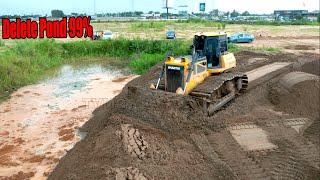 COMPLETE 99%!! Starting Project Delete Pond Using Dozer SHANTUI Push Sand & Wheel Loader Spreading