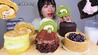 MUKBANG 스타벅스 제주 생크림롤과 케이크 디저트 먹방 STARBUCKS CAKE CREAM ROLL Dessert asmr スターバックス·ケーキ 咀嚼音