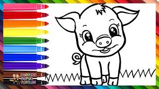 Dessiner et Colorier un Adorable Cochon  Dessins pour Enfants