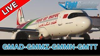 | MSFS2020 | LIVE FLIGHTS GMAD-GMMZ-GMMN-GMTT