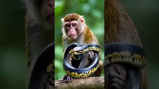 Giant snake attacks monkey on the tree #shorts #shortvideo #snake #money