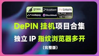 DePIN项目空投合集 | 以及指纹浏览器操作配置 | 静态住宅IP购买配置 | Grass｜Gradient｜Dawn｜Nodepay｜Blockmesh｜AlphaOS