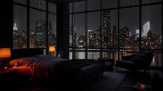 Luxurious Bedroom Relaxing At Night In The City Sound Of Rain Falling Sleep Well