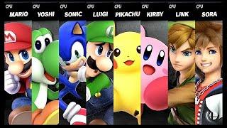 Mario VS Yoshi VS Sonic VS Luigi VS Pikachu VS Kirby VS Link VS Sora LV 9 Super Smash Bros Ultimate