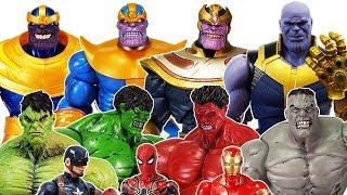 Thanos with Gauntlet vs The Avengers, Go! Spider man, Iron man,, Captain America, Hulk