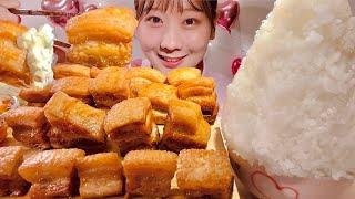 ASMR Fried Pork Belly【Mukbang/ Eating Sounds】【English subtitles】