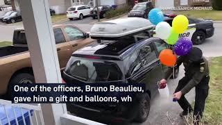 Birthday boy surprised by police officers while in lockdown