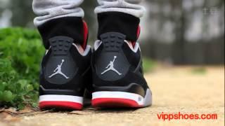 Air Jordan 4 IV Retro "Black Cement" "BRED" on feet