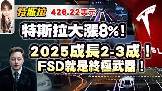 (特斯拉32)特斯拉大漲8%！2025成長2-3成！FSD就是終極武器！