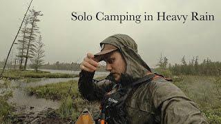 3 Days Solo Camping in Heavy Rain - Caught in a Storm, Smallmouth Fishing, Canoe Camping