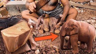 Wooden Elephant Making | Handmade Wooden Elephant Sculpture Making | Wood Carving.