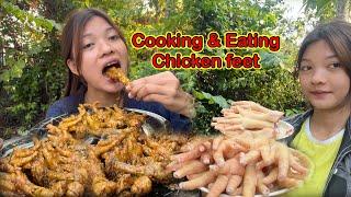 Cooking & Eating Chicken feet || Tou yathek Sukti paiye chami || Aini Favourite || Akhese thou milei