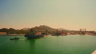 Container Ship going out of Drydock