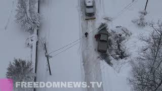 AERIAL VIDEO: Multiple Car Wrecks Cause Traffic Jam in Snow Storm Along Road in PA