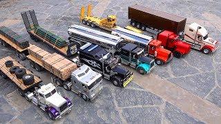 7 Truck Semi Convoy Rolls through a City - 1/14th scale | RC ADVENTURES