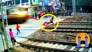 young man narrowly escaped from train | Train Hit to biker