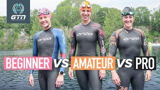 Beginner vs Amateur vs Pro: Swimming Edition | How Fast Do Pro Triathletes Swim?