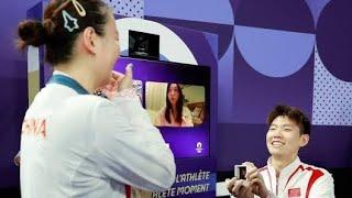 Liu Yuchen proposed you marry me?""Yes! I do!" OMG!!! Romance at the Olympics!!! A golden moment's