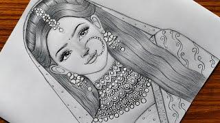 How to draw a Beautiful Traditional bride very easy | Girl drawing | Pencil Sketch | art video