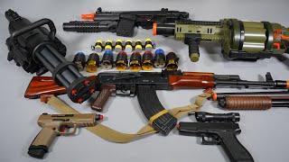 M32 Grenade Launcher Nerf Gun and Gatling Minigun M134 Airsoft Toy Gun AK47 - Toy Guns Collection