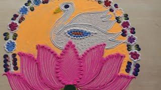 Easy lotus flower rangoli ll Rangoli for vasant panchami llBy Yashi rangoli