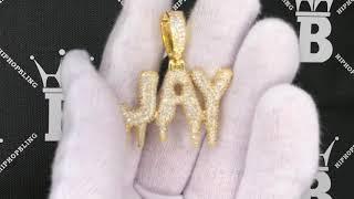 JAY Bubble Drip Gold Name Pendant | Custom Personalized Hip Hop Bling Jewelry