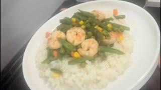 How to make Shrimp with rice and vegetables